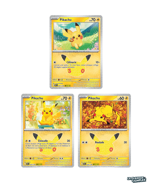 Lot de 3 Cartes Pikachu – Célébrations 30 Ans