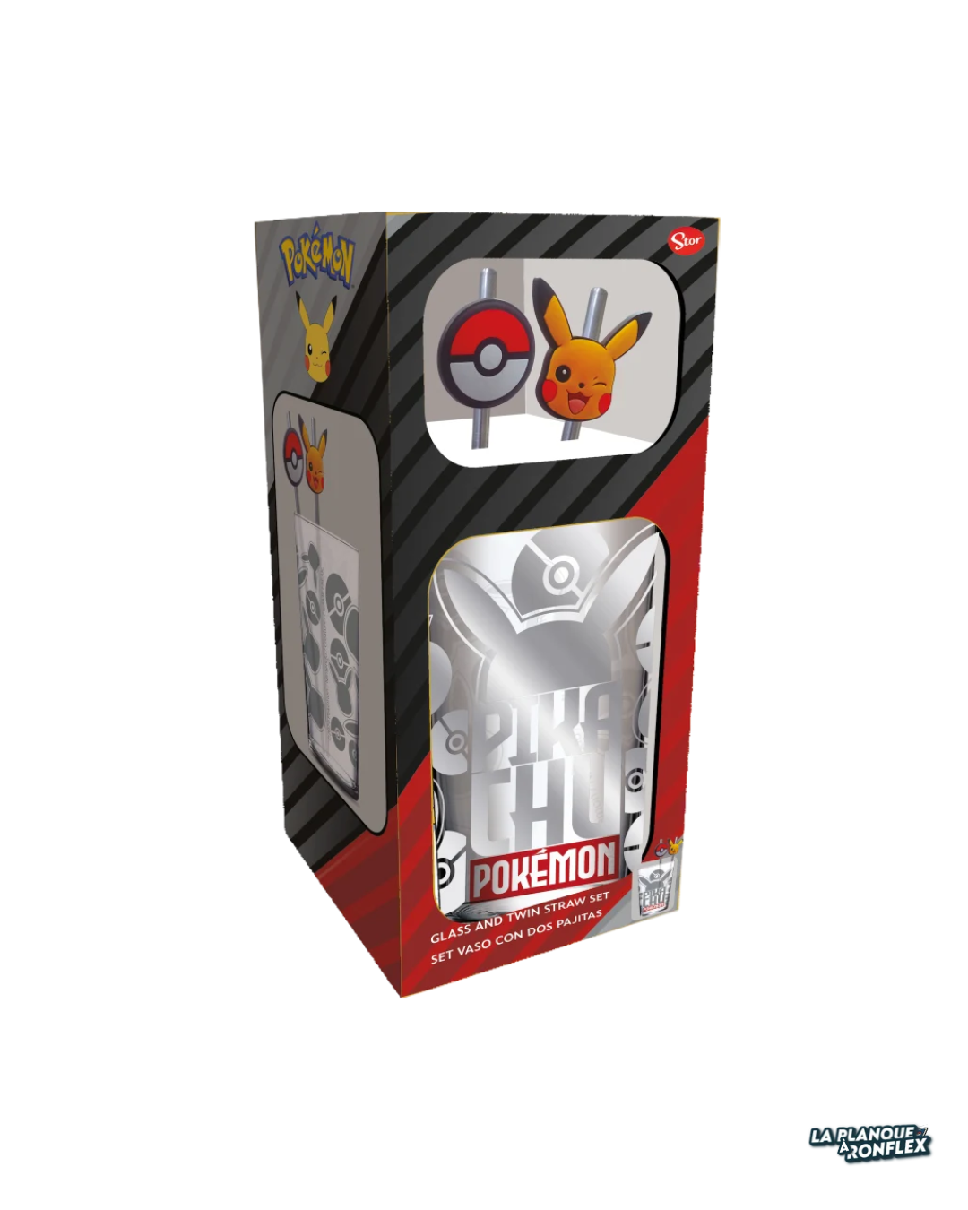Pack Verre XXL Premium Pokémon Pikachu + 2 Pailles en Métal